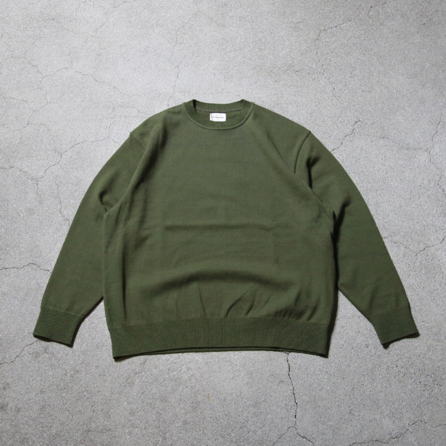 95-254-006 [WAVE COTTON KNIT PULLOVER (SOLID)] 強撚ウェーブコットン ニット クルーネックプルオーバー (KHAKI)(GREY)(BLACK)
