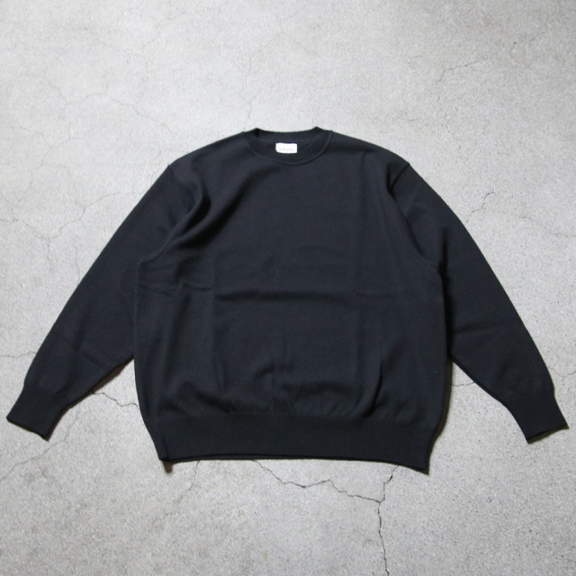 95-254-006 [WAVE COTTON KNIT PULLOVER (SOLID)] 強撚ウェーブコットン ニット クルーネックプルオーバー (KHAKI)(GREY)(BLACK)