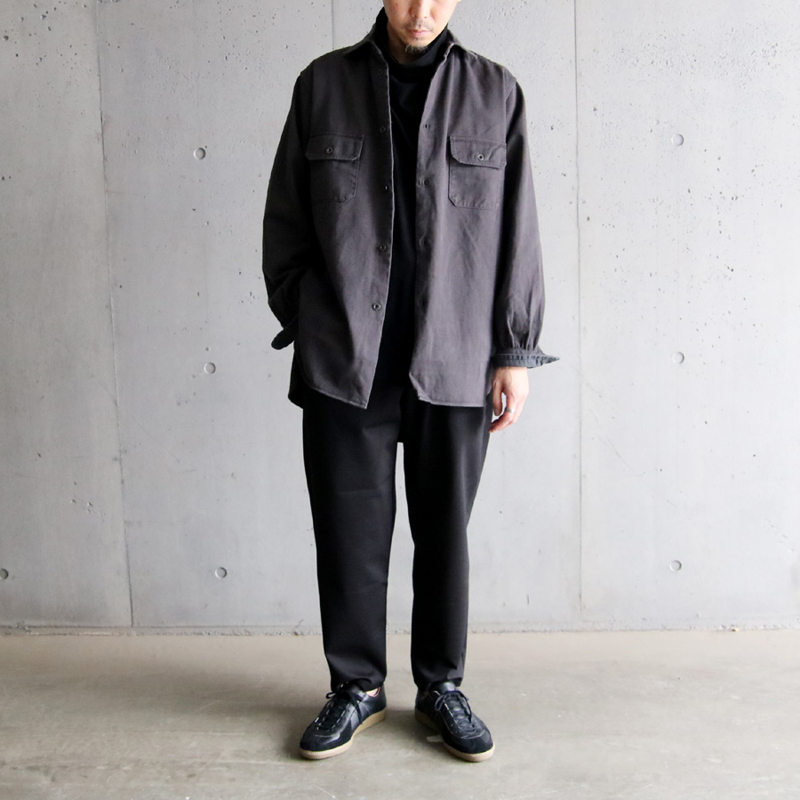 NIGEL  CABOURN (ナイジェルケーボン)  [MAINE LINE] 80450010001 [ GRANDPA SHIRT - COTTON DRILL ] グランパシャツ - コットンドリル ロングワークシャツ (CHARCOAL GRAY)