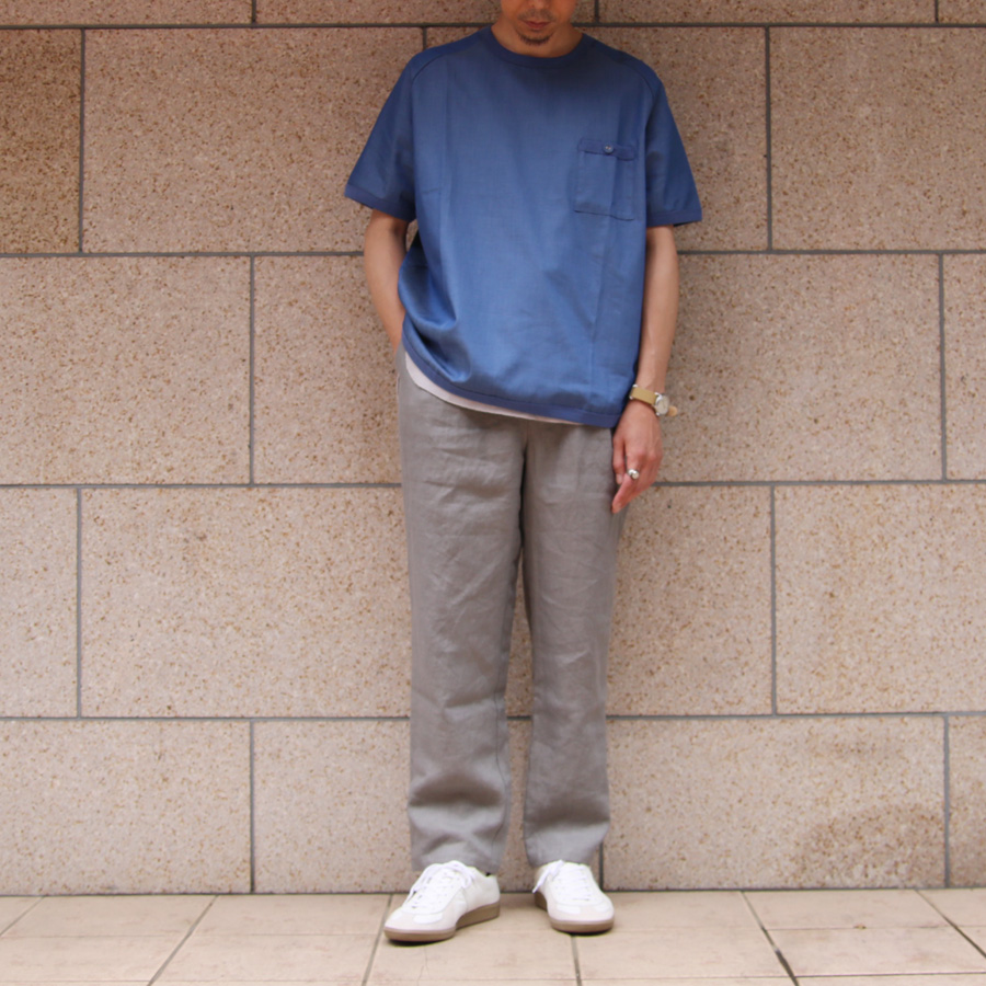 Re made in tokyo japan (アールイーメイドイントウキョウジャパン) No8922S-CT [ Organic Cotton Chambray T-shirt ] オーガニックコットン シャンブレー Tシャツ (INDIGO) 