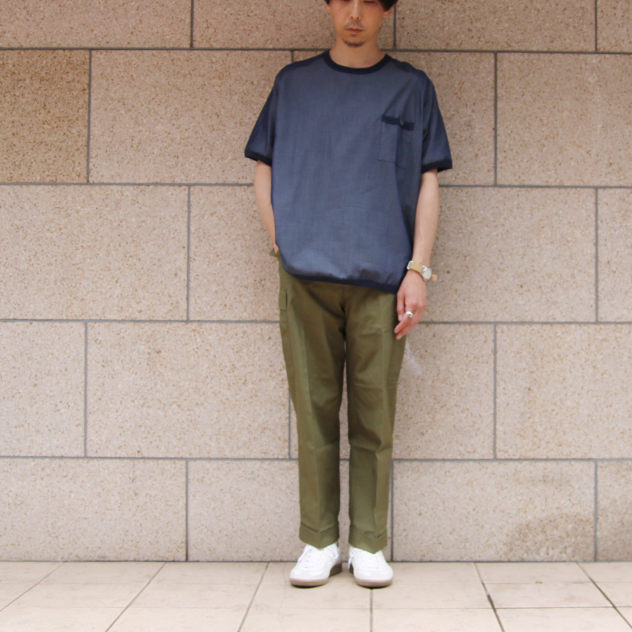 Re made in tokyo japan (アールイーメイドイントウキョウジャパン) No8922S-CT [ Organic Cotton Chambray T-shirt ] オーガニックコットン シャンブレー Tシャツ (INDIGO) 