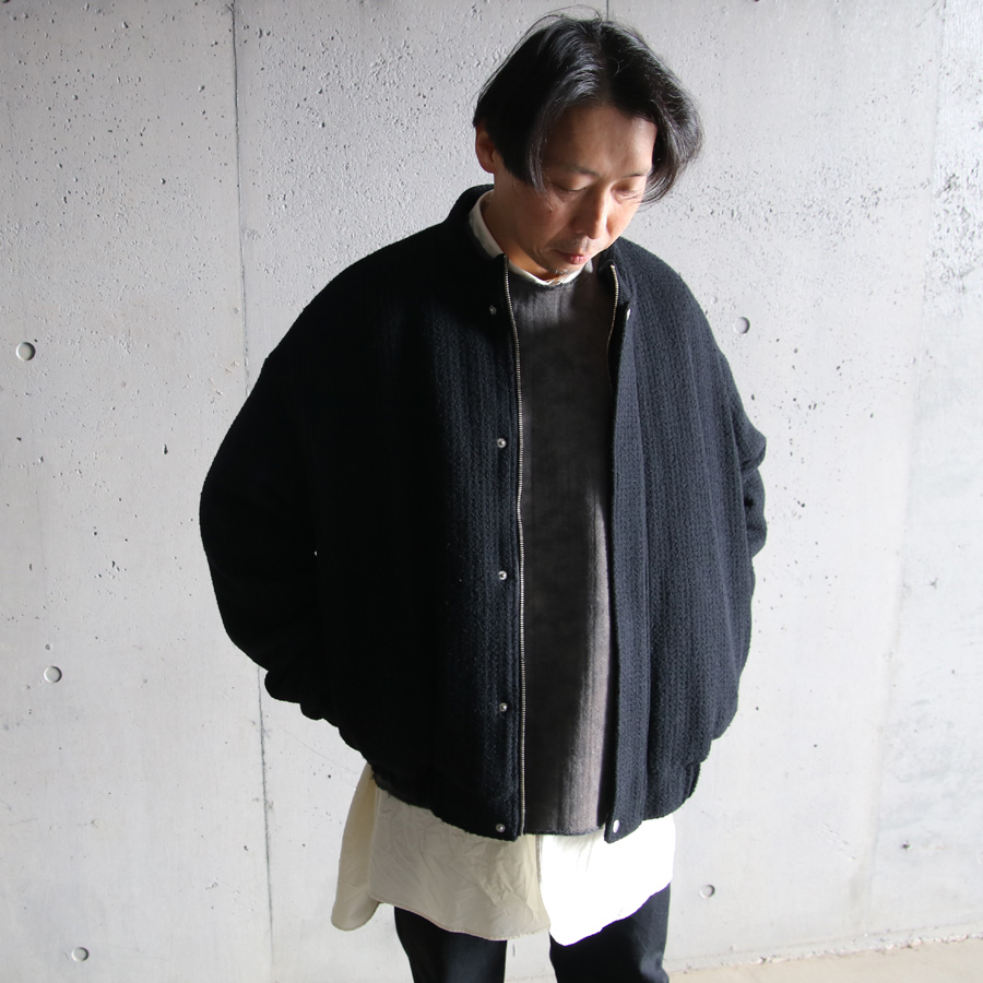 SEEALL (シーオール) [ OVERSIZED BOMBER JACKET ]  SAU31BL181M004 / ウール × THINSULATE オーバーサイズ ボンバージャケット (BLACK)