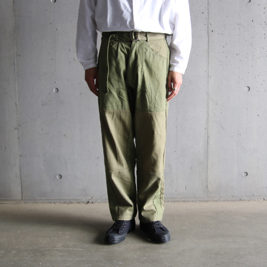 SEEALL (シーオール) [RECONSTRUCTED BELTED BUGGY PANTS] リメイク ファティーグ パンツ (MILITARY)
