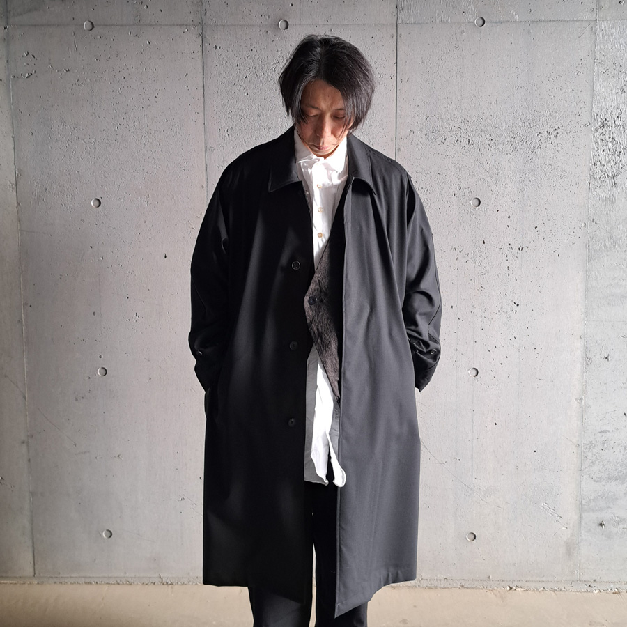SEEALL (シーオール) SAU53-CT181-YM002[ BALMACAAN COAT ]  メリノウール トロピカル ナノ撥水 バルマカーンコート (BLACK)