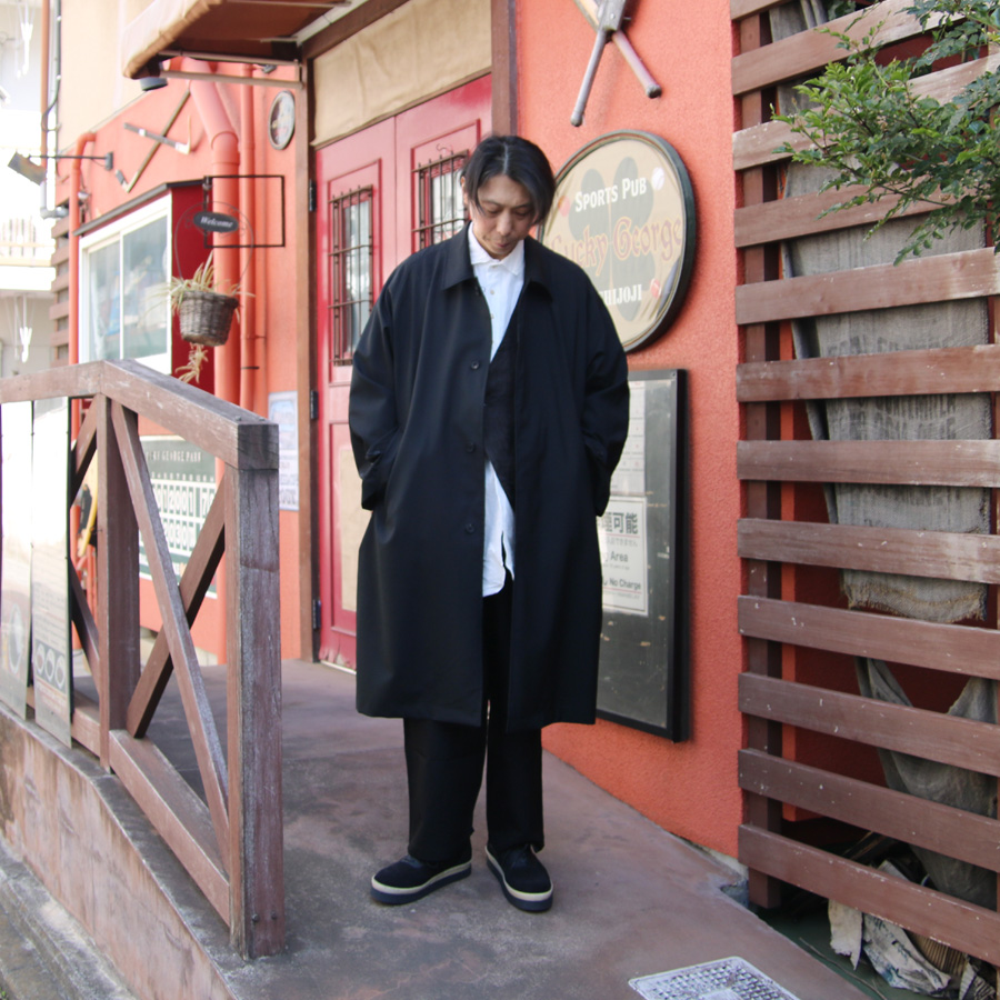 SEEALL (シーオール) SAU53-CT181-YM002[ BALMACAAN COAT ]  メリノウール トロピカル ナノ撥水 バルマカーンコート (BLACK)
