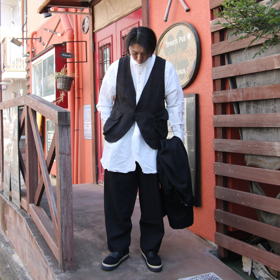 KLASICA (クラシカ) [SH-039 HD] OVER SIZED SHORT COLLAR SHIRTS / ヴィンテージ フェイス ドレスうクロス ラミー コットン オーバーサイズ ロングシャツ (BLACK)