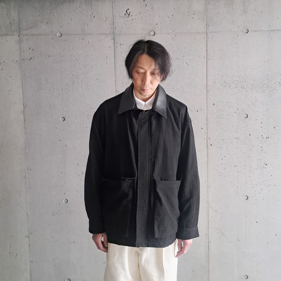 SEEALL (シーオール) SAU53-BL182-MK001[ WORK JACKET ]  ウールドットタンブラー ワークジャケット(BLACK)