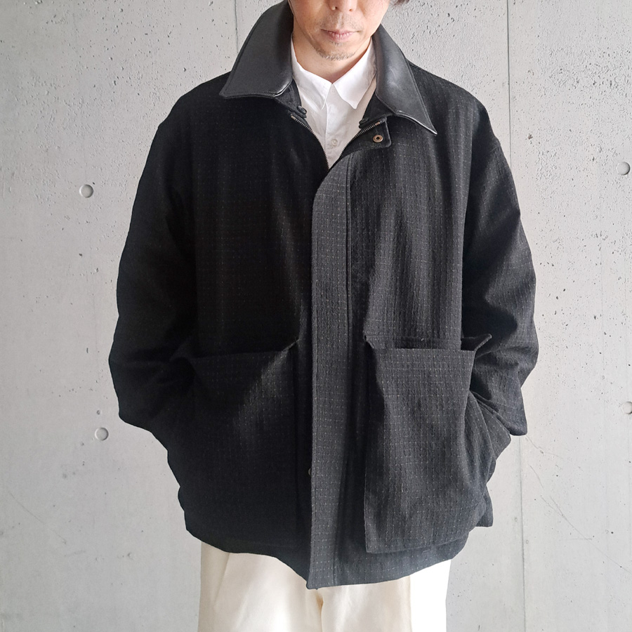 SEEALL (シーオール) SAU53-BL182-MK001[ WORK JACKET ]  ウールドットタンブラー ワークジャケット(BLACK)