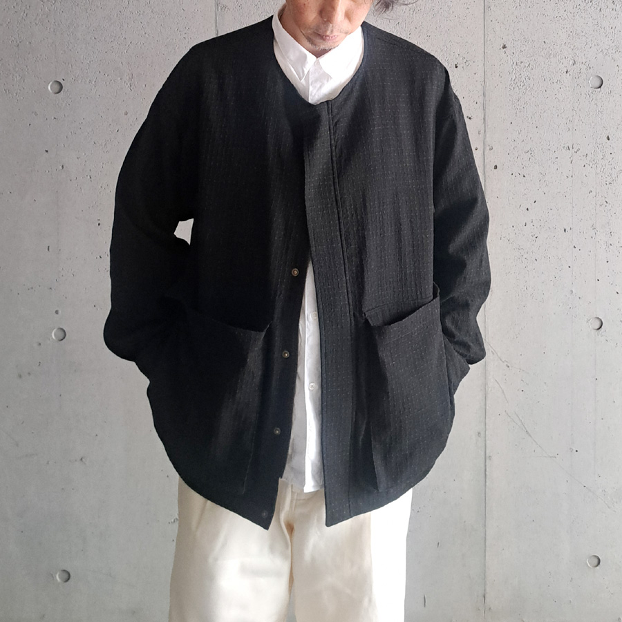 SEEALL (シーオール) SAU53-BL182-MK001[ WORK JACKET ]  ウールドットタンブラー ワークジャケット(BLACK)