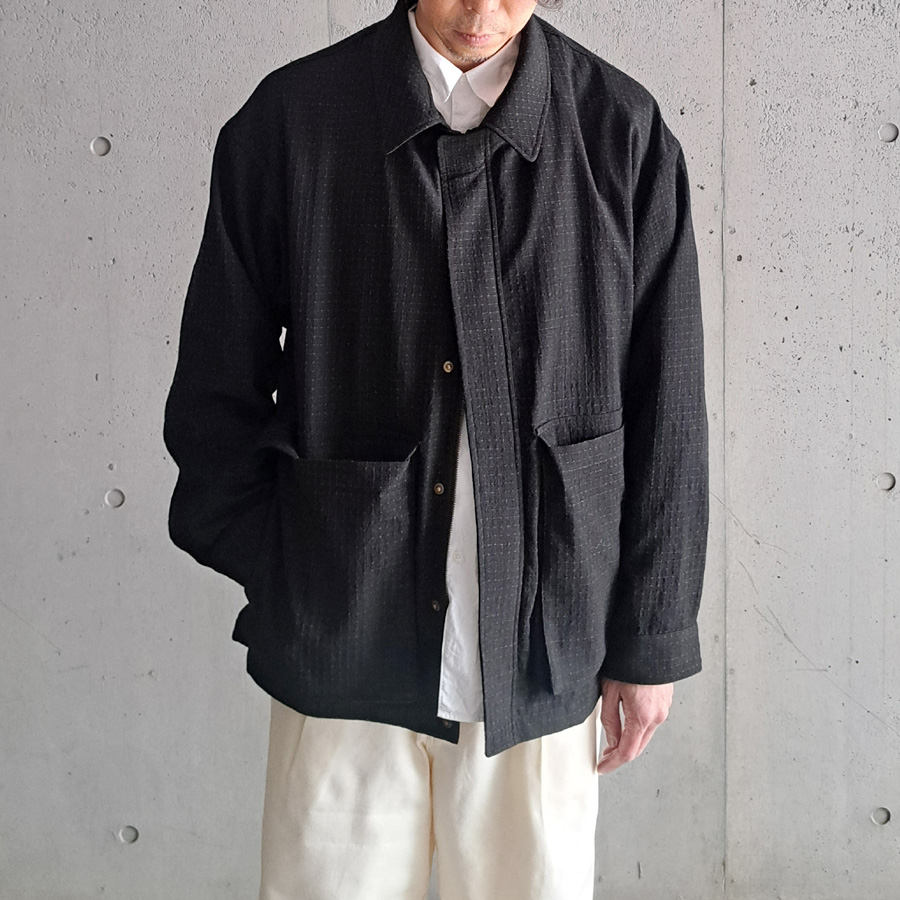 SEEALL (シーオール) SAU53-BL182-MK001[ WORK JACKET ]  ウールドットタンブラー ワークジャケット(BLACK)