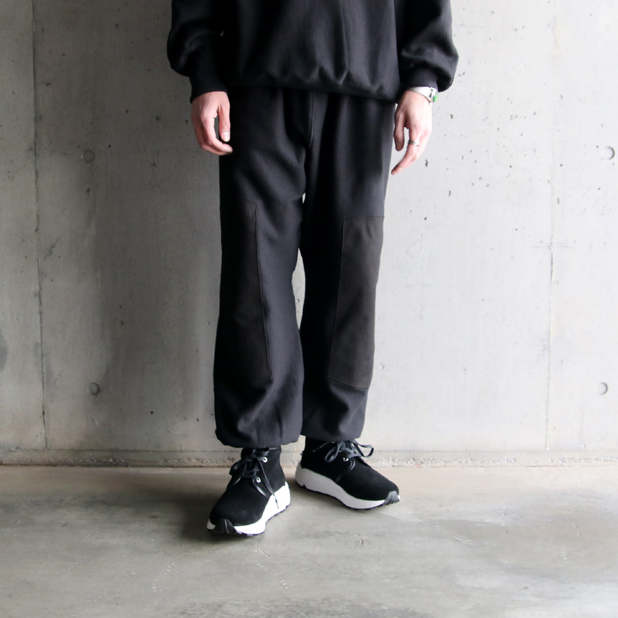 TUKI (ツキ) 0173P [COTTON LONG JOHNS (KNEE PATCH)] コットンテリー スウェットパンツ (BLACK)