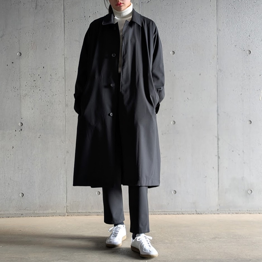 SEEALL (シーオール) SAU53-CT181-YM002[ BALMACAAN COAT ]メリノウール トロピカル ナノ撥水 バルマカーンコート (BLACK) 