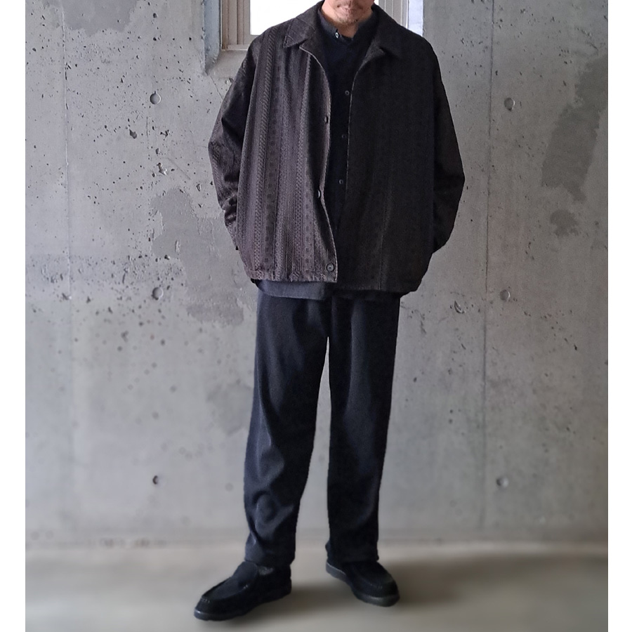 SEEALL (シーオール) [ OVERSIZED BLOUSON(SHORT VALMACAAN) ]  レーンレース刺繍 オーバーサイズドブルゾン (BLACK/CHACOARL)