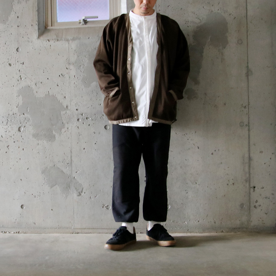 TUKI (ツキ) 0172P [COTTON JUMPER(ELBOW PATCH)] コットンテリー クルーネック プルオーバー (BLACK)