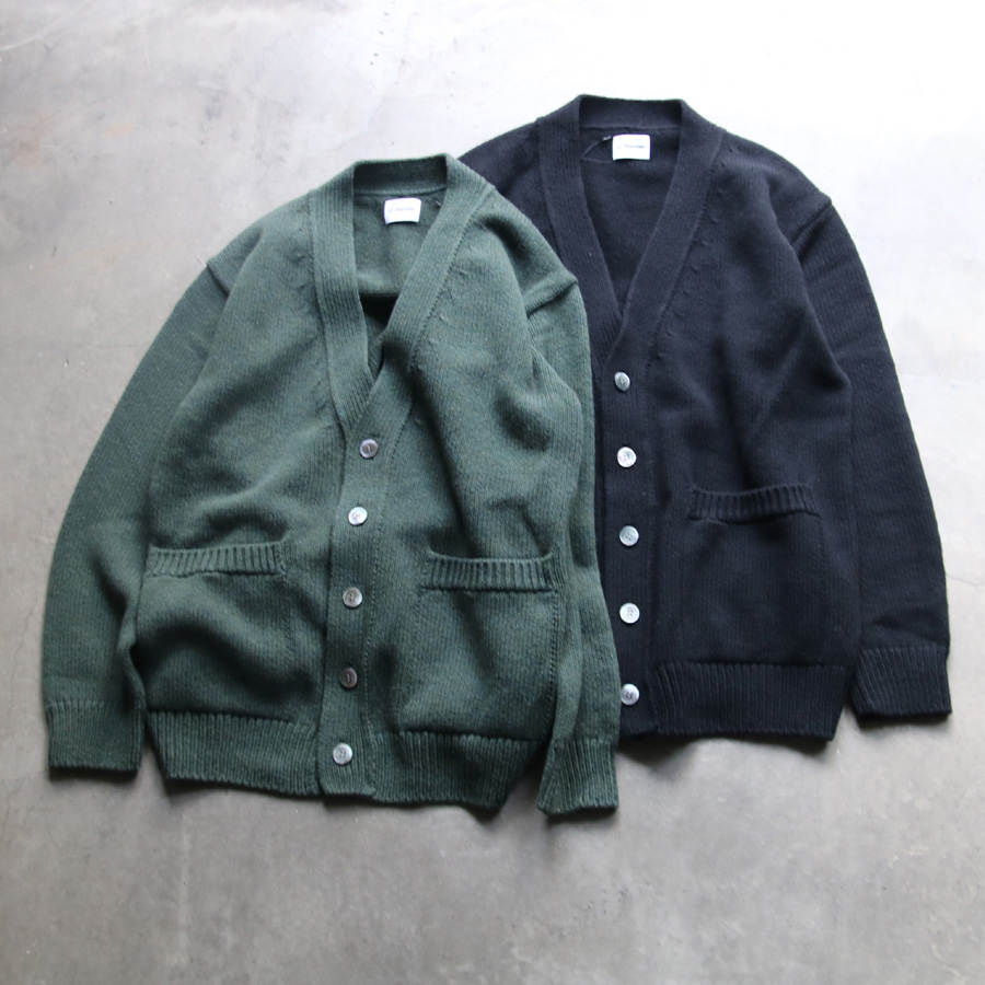 YONETOMI NEW BAISC (ヨネトミ ニューベーシック) 95-234-023 [SOFT LAMB WOOL KNIT C/D]  ソフトラムウールニット カーディガン (D.GREEN)(BLACK)