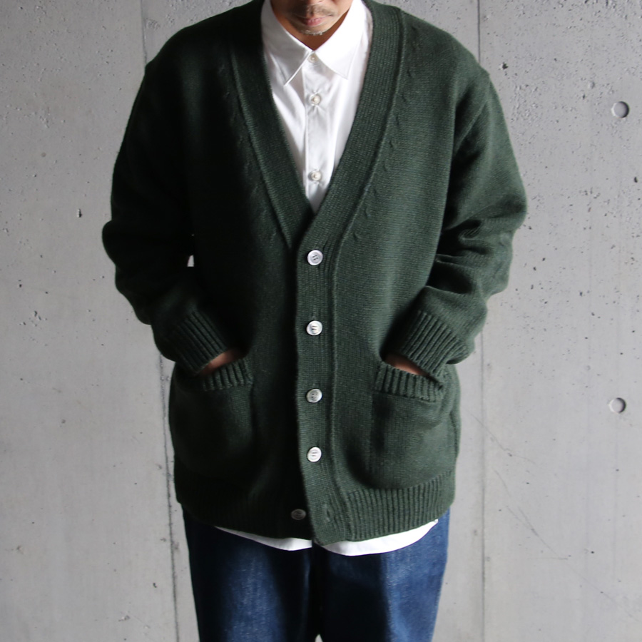 YONETOMI NEW BAISC (ヨネトミ ニューベーシック) 95-234-023 [SOFT LAMB WOOL KNIT C/D]  ソフトラムウールニット カーディガン (D.GREEN)(BLACK)