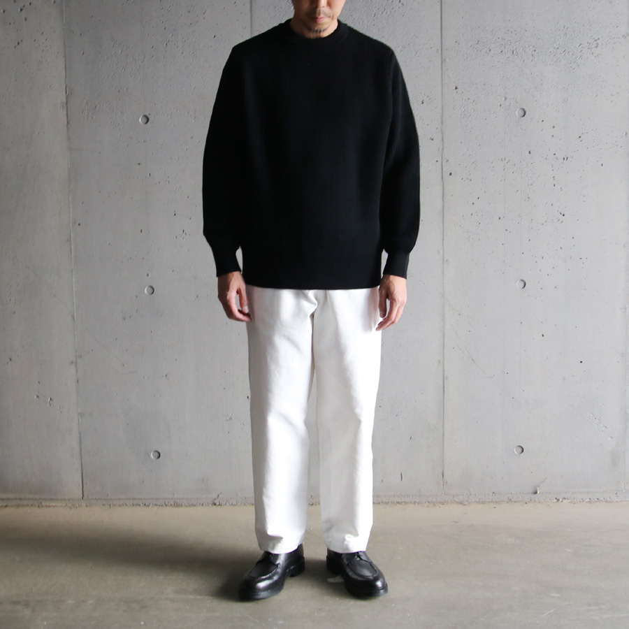 YONETOMI NEW BAISC (ヨネトミ ニューベーシック) 95-234-014 [EX FINE WOOL RIB KNIT P/O]  エクストラファインウールリブニットプルオーバー (IVORY)(BLACK)